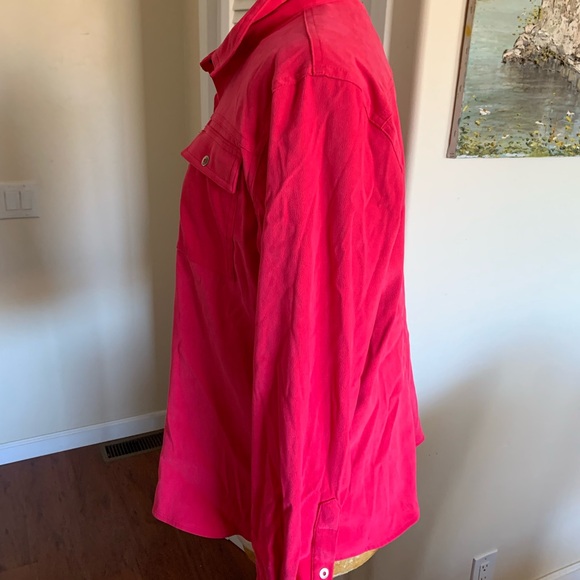 Pretty in pink ultra suede snap button blouse, in like new condition. - Picture 5 of 6